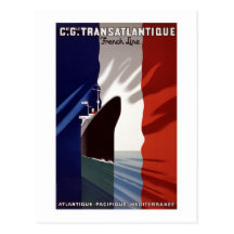 "Vintage French C.G. Transatlantique Ship Line" Postcard