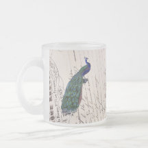Vintage French Chic Blue Peacock Mugs