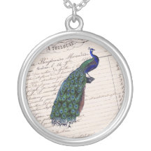 Vintage French Chic Blue Peacock Necklace
