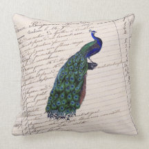 Vintage French Chic Blue Peacock Pilllow Pillow