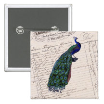 Vintage French Chic Blue Peacock Pin