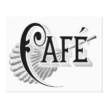 Vintage French Chic Deco Cafe Logo Wall Art Canvas Stretched Canvas Prints