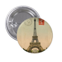 Vintage French Chic Eiffel Tower Paris Postcard Pin