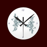 Vintage French Chic Roses Blue Floral Engravings wall clocks