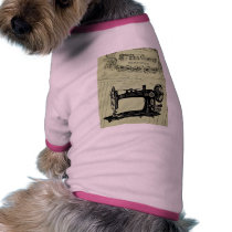 Vintage French Chic Sewing machine Dog Tee