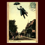 Vintage French Chic Umbrella Flying Man postcards