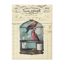Vintage French Chic Victorian Birdcage Love Birds Canvas Prints