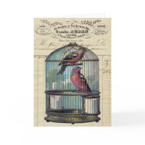 Vintage French Chic Victorian Birdcage Love Birds Card