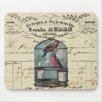 Vintage French Chic Victorian Birdcage Love Birds Mouse Pad