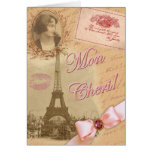 Vintage French Eiffel Tower Mon Cheri Folded Card