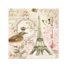 Vintage French Eiffel Tower stretched canvas Stretched Canvas Print