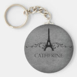 Vintage French Flourish Keychain, Grey