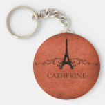 Vintage French Flourish Keychain, Orange