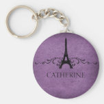 Vintage French Flourish Keychain, Purple