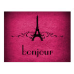 Vintage French Flourish Postcard, Pink