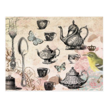 Vintage French Garden Tea Party postcard