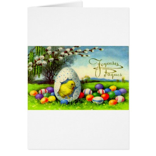 VINTAGE FRENCH JOYUEUX PAQUES CARD