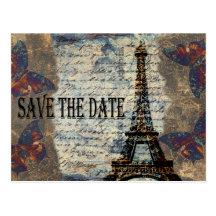 Vintage French Save the Date Postcard