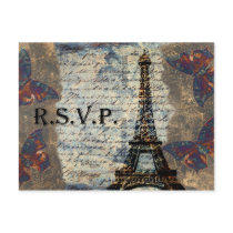 vintage french Wedding rsvp card Postcard