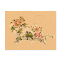 Vintage Friends- Floral & Birds- Postcard