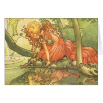 Vintage Frog Prince; Princess and Her Reflection Card