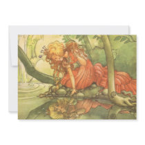 Vintage Frog Prince; Princess and Her Reflection Custom Invitations