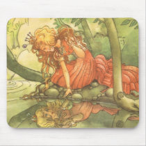Vintage Frog Prince; Princess and Her Reflection Mousepad