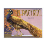 Vintage Fruit Crate Label Art with a Peacock Post Cards