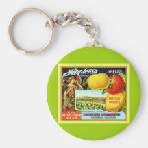 Vintage Fruit Crate Label Keychain