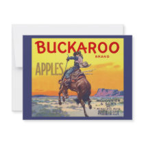 Vintage Fruit Crate Label with a Cowboy on a Horse Invites