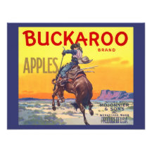 Vintage Fruit Crate Label with a Cowboy on a Horse Invites