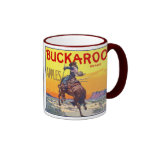 Vintage Fruit Crate Label with a Cowboy on a Horse Mugs