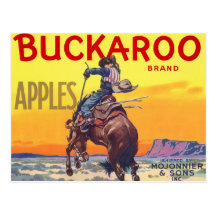 Vintage Fruit Crate Label with a Cowboy on a Horse Post Cards