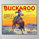 Vintage Fruit Crate Label with a Cowboy on a Horse Poster