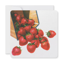 Vintage Fruit; Strawberries Falling From a Basket Personalized Invitation