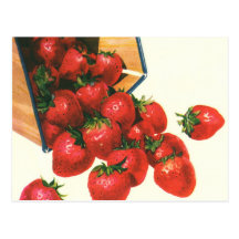 Vintage Fruit; Strawberries Falling From a Basket Postcards