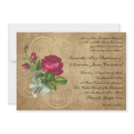 Vintage Fuchsia Rose Wedding Invitations