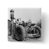 Vintage Gas Pump on the Farm, 1940s Buttons