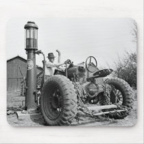 Vintage Gas Pump on the Farm, 1940s Mousepads