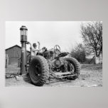 Vintage Gas Pump on the Farm, 1940s Posters