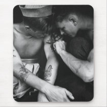 Vintage gay interest hunk sailors with tattoos mouse pads