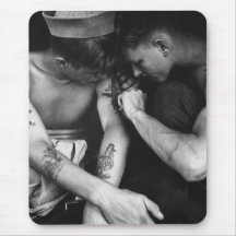 Vintage gay interest hunk sailors with tattoos mouse pads