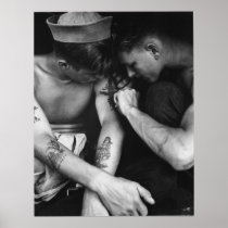 Vintage gay interest hunk sailors with tattoos posters