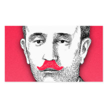 Vintage  Gentleman With Funny Pink Moustache Business Card Templates