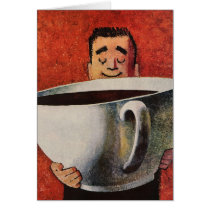 Vintage Giant Cup of Coffee Greeting Cards