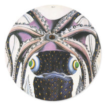 Vintage Giant  Octopus Round Sticker