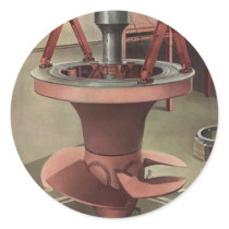 Vintage Giant Turbine for a Generator Round Stickers