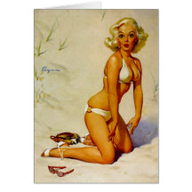 Vintage Gil Elvgren Beach Summer Pin up Girl Cards