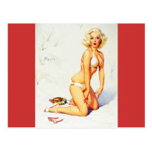 Vintage Gil Elvgren Beach Summer Pinup Girl Post Card