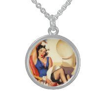 Vintage Gil Elvgren Cruise Ship Pinup Girl Necklace